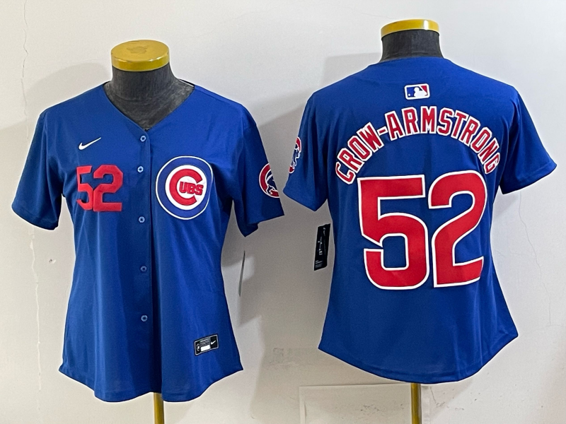 Women  Chicago Cubs #52 Crow Armstrong Blue Nike MLB 2025 Jersey 007
